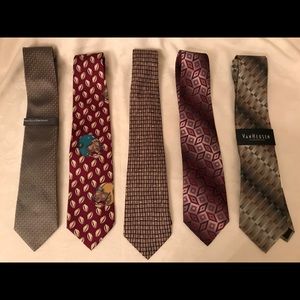 5 great ties incl Pierre Cardin & Perry Ellis, nice variety (OLCC)
